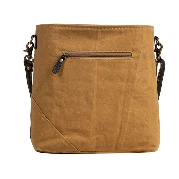 Myra Bag Handmade Montrielle Shoulder Bag Upcycled Canvas & Cowhide Leather - Picture 4 of 16